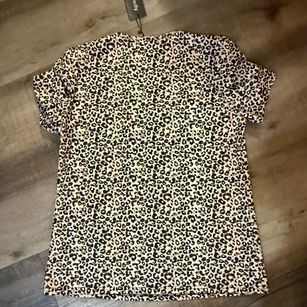 Agnes Urban Black Leopard Print V-Neck  Blouse Size Large - Picture 8 of 9